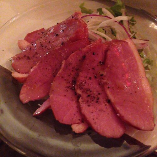 鴨のスモーク 鴨のスモーク、ほんまやらかいで。